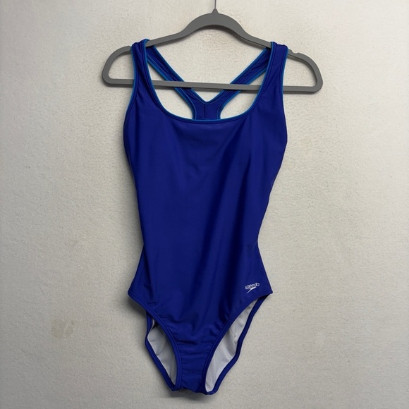Speedo One Piece Halter Swimsuit 10 Blue - Picture 1 of 8
